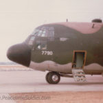 C-130 heading for 1980 Empire Glacier Fort Drum NY 194th Armored Brigade 3/3rd FA